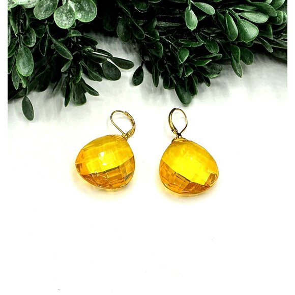 Faceted Teardrop Earrings Set In Assorted Colors With Gold-Plated Hooks - Picture 5 of 13
